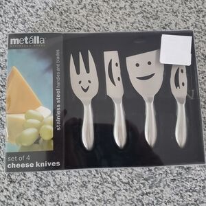 Cheese Knives Set Of 4 Metalla Stainless Steel blades